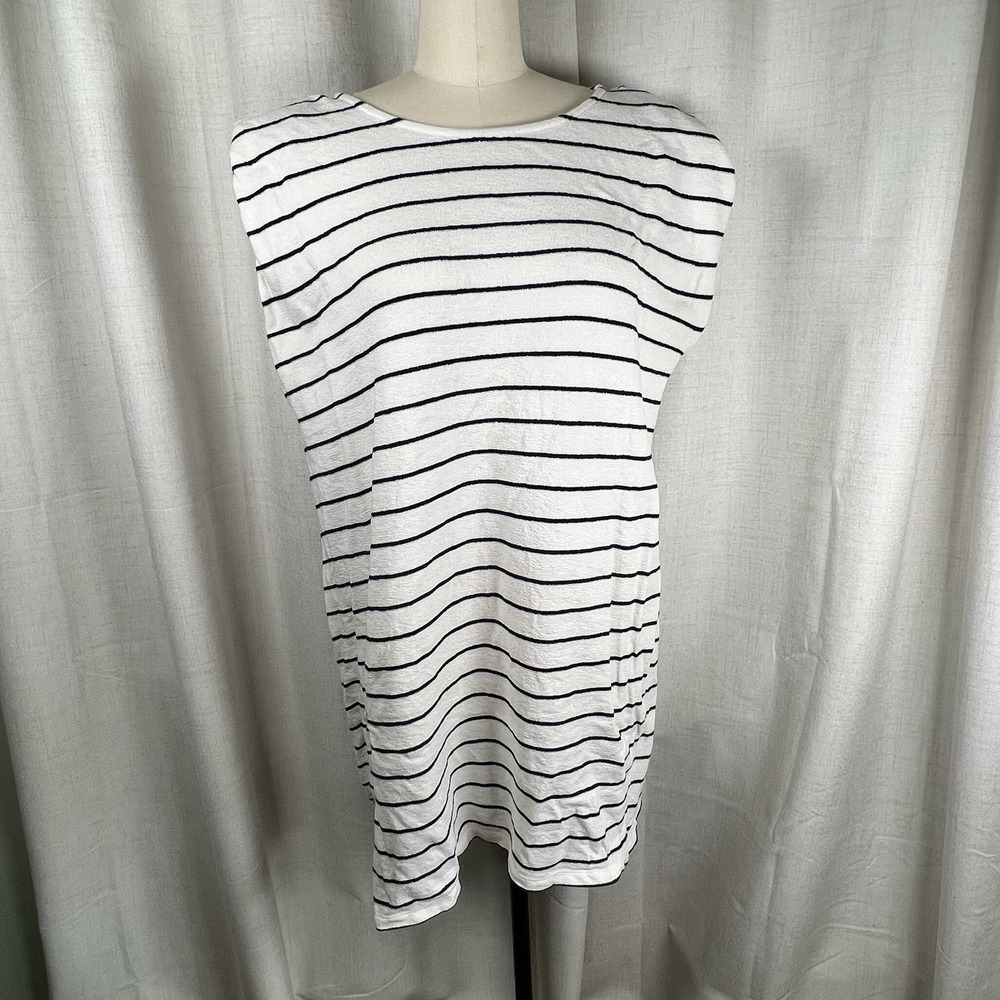 Daily Practice Anthropologie Strapless Striped Dress Navy Blue White Sz XL Beach